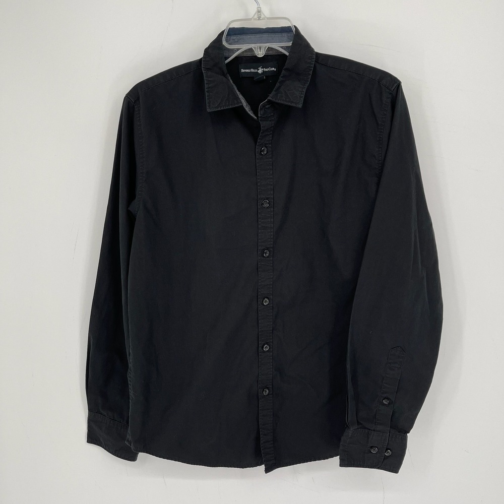 Beverly Hills Polo Club Men's Black Long Sleeve Classic Button Down Shirt Size M